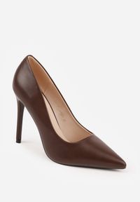 Born2be - Brązowe Klasyczne Szpilki VICES o Gładkim Wykończeniu Selimya. Okazja: na co dzień, na ślub cywilny, do pracy, na wesele. Kolor: brązowy. Materiał: jeans. Wzór: gładki. Obcas: na szpilce. Styl: klasyczny #8