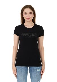 Guess - GUESS Czarny damski t-shirt Sangallo Tee, Rozmiar M. Kolor: czarny #2