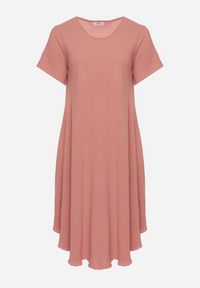 Born2be - Różowa Rozkloszowana Sukienka z Bawełną Elzedia. Okazja: na co dzień. Kolor: różowy. Materiał: bawełna. Typ sukienki: rozkloszowane. Styl: elegancki, casual #7