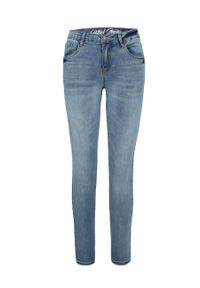 Volcano - Niebieskie spodnie jeansowe rurki z regularnym stanem D-STEFFY 8. Kolor: niebieski. Wzór: aplikacja