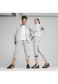 Puma - Damskie legginsy 3/4 z małym logo No. 1 ESS PUMA Light Gray Heather. Kolor: szary. Materiał: guma. Wzór: nadruk. Sport: turystyka piesza