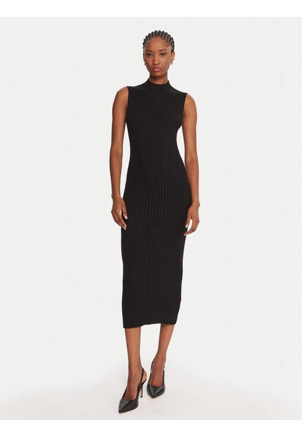 Guess Sukienka dzianinowa W5BK23 Z3OW2 Czarny Slim Fit. Kolor: czarny. Materiał: syntetyk