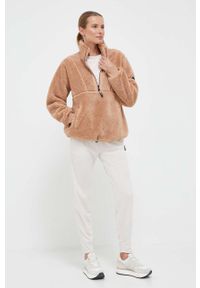 DKNY - Dkny bluza damska kolor brązowy gładka. Kolor: brązowy. Długość: krótkie. Wzór: gładki #3