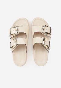 Renee - Beżowe Klapki z Metalicznymi Klamrami Aetheta. Okazja: na spacer. Kolor: beżowy #9