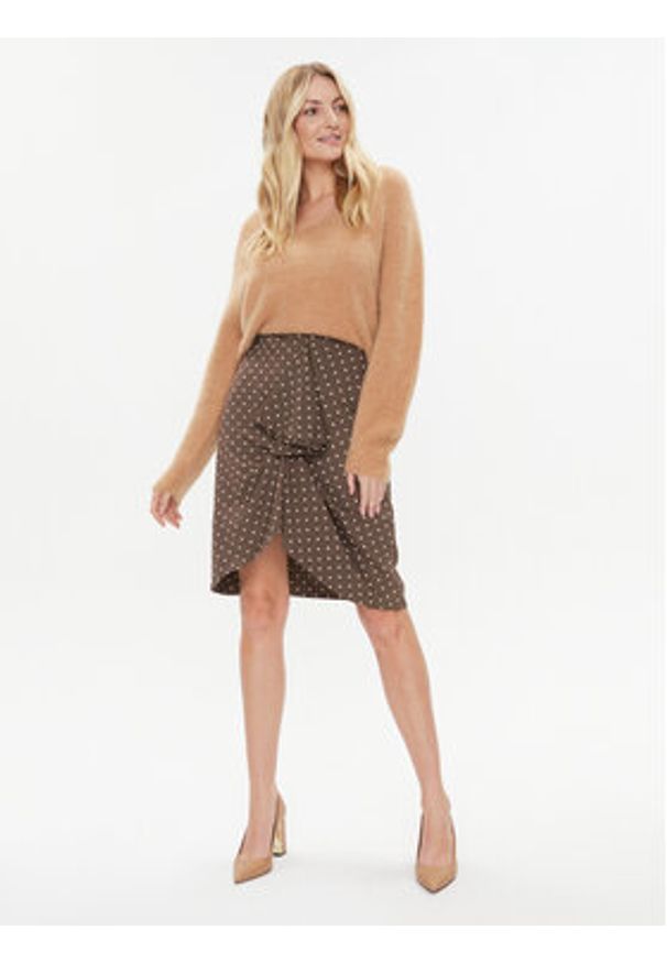 Marella Spódnica mini Lauro 2331060336200 Brązowy Regular Fit. Kolor: brązowy. Materiał: syntetyk