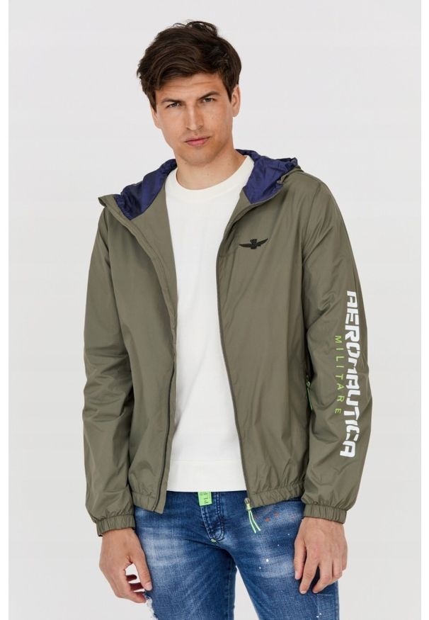 Aeronautica Militare - AERONAUTICA MILITARE Kurtka męska zielona, Rozmiar 56. Typ kołnierza: kaptur. Kolor: zielony