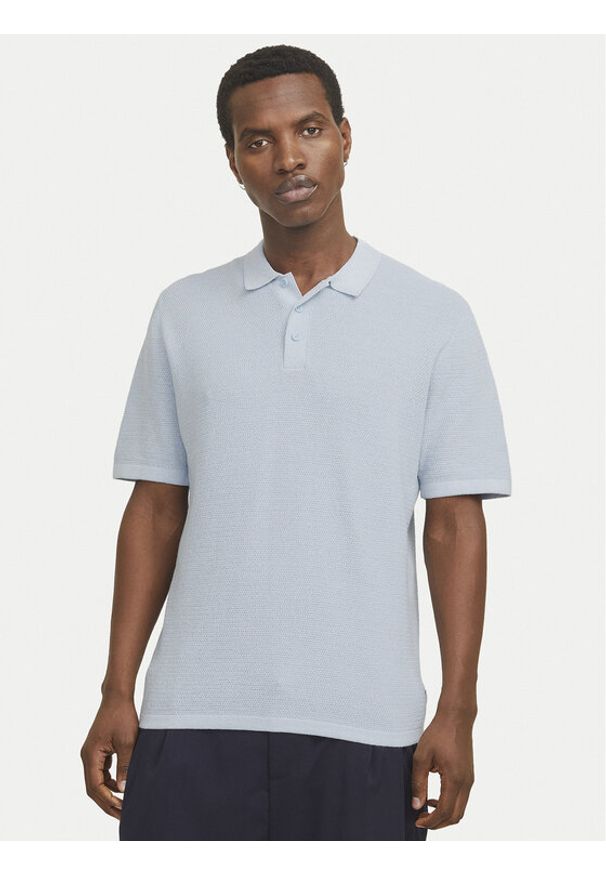 Jack & Jones Sweter George 12268281 Błękitny Relaxed Fit. Kolor: niebieski. Materiał: bawełna