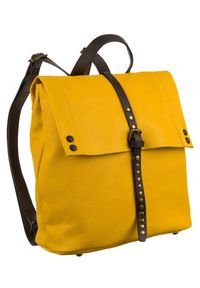 FLORA & CO - Plecak vintage musztardowy Flora&Co 9901 MOUTARDE. Kolor: żółty. Materiał: skóra ekologiczna. Styl: vintage