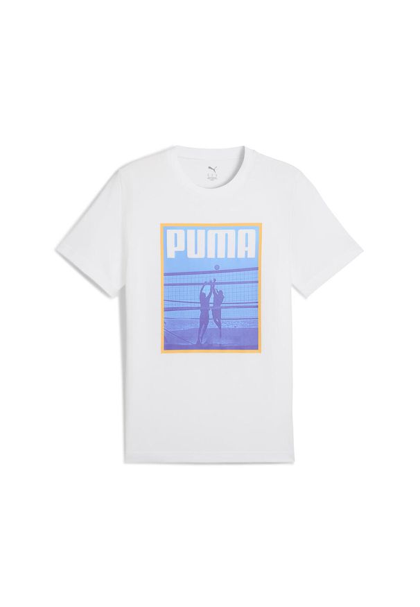 Puma - Męska koszulka Graphics Volley PUMA White. Kolor: biały. Materiał: guma. Wzór: nadruk
