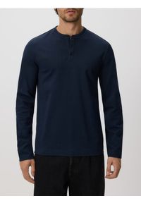 Reserved - Longsleeve z merceryzowanej bawełny - granatowy. Kolor: niebieski. Materiał: bawełna. Długość rękawa: długi rękaw #1