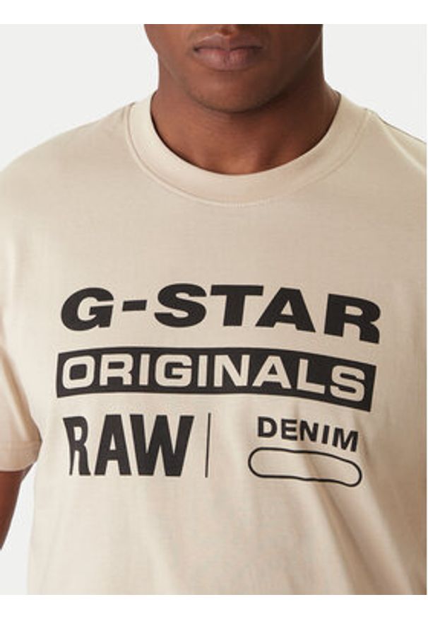 G-Star RAW - G-Star Raw T-Shirt Originals D25969-C506 1214 Beżowy Regular Fit. Kolor: beżowy. Materiał: bawełna