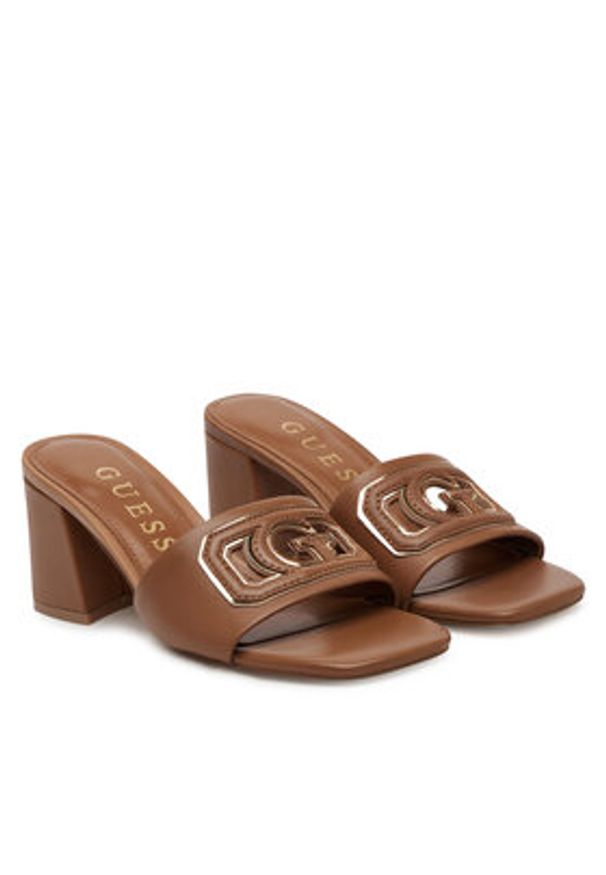 Guess Klapki FLJGAS LEA03 Brązowy. Kolor: brązowy. Materiał: skóra