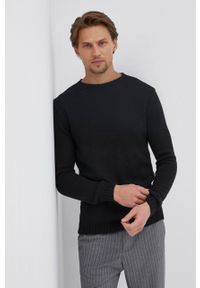 Sisley Sweter wełniany męski kolor czarny. Okazja: na co dzień. Kolor: czarny. Materiał: wełna. Długość rękawa: długi rękaw. Długość: długie. Styl: casual