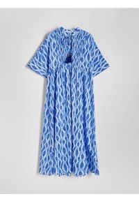 Reserved - Bawełniana sukienka - niebieski. Kolor: niebieski. Materiał: bawełna #1