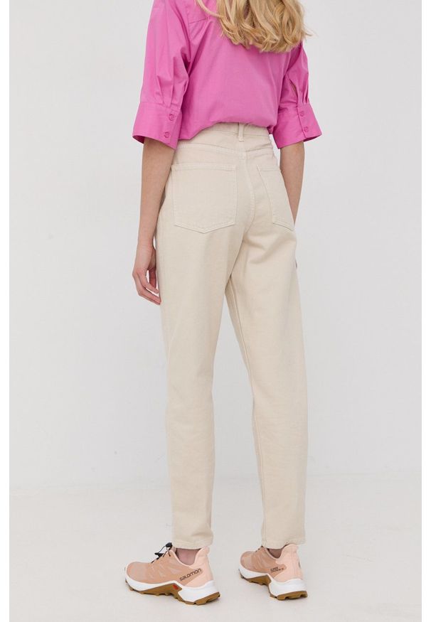 GESTUZ - Gestuz jeansy damskie high waist. Stan: podwyższony. Kolor: beżowy