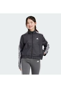 Adidas - Bluza z kapturem Train Essentials Full-Zip Kids. Typ kołnierza: kaptur. Kolor: czarny, biały, wielokolorowy. Materiał: materiał