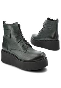 Zielone Botki Armodo Ocieplane Stylowe Obuwie Damskie. Kolor: zielony. Materiał: materiał. Styl: elegancki #4
