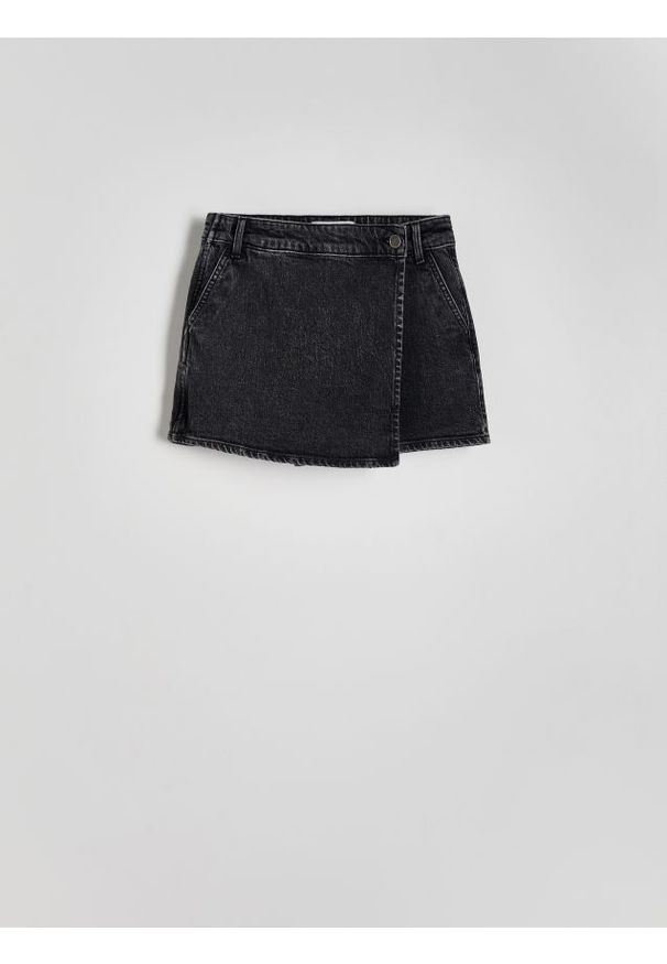 Reserved - Jeansowe spódnico-szorty - szary. Kolor: szary. Materiał: jeans