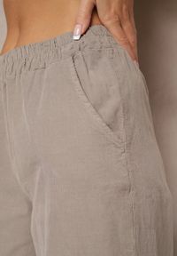 Renee - Szare Spodnie z Bawełny High Waist Galili. Okazja: na co dzień. Stan: podwyższony. Kolor: szary. Materiał: bawełna. Styl: klasyczny, elegancki, casual