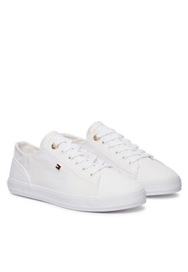 TOMMY HILFIGER - Tommy Hilfiger Tenisówki Th Foxing Sneaker Canvas FW0FW09170 Biały. Kolor: biały. Materiał: materiał