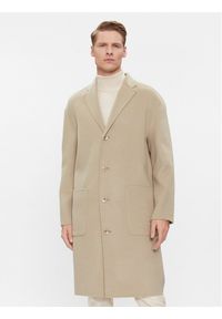Calvin Klein Płaszcz wełniany K10K111601 Beżowy Regular Fit. Kolor: beżowy. Materiał: syntetyk #1