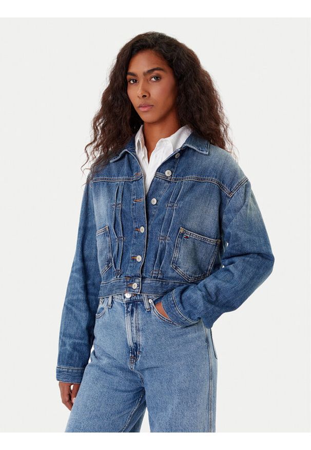 Tommy Jeans Kurtka jeansowa DW0DW21061 Granatowy Regular Fit. Kolor: niebieski. Materiał: bawełna