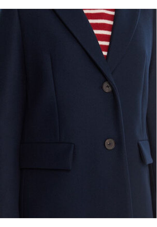 TOMMY HILFIGER - Tommy Hilfiger Płaszcz wełniany WW0WW46547 Granatowy Regular Fit. Kolor: niebieski. Materiał: wełna