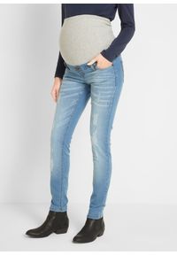 bonprix - "Dżinsy ciążowe ""komfort-stretch"" SKINNY". Kolekcja: moda ciążowa. Kolor: niebieski. Styl: klasyczny