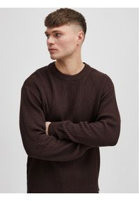 !SOLID - Solid Sweter 21107897 Brązowy Regular Fit. Kolor: brązowy. Materiał: bawełna
