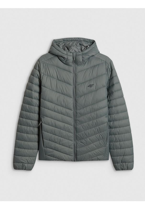 4f - 4F Kurtka z wypełnieniem syntetycznym męska - zielona L. Okazja: na co dzień. Kolor: zielony. Materiał: syntetyk. Styl: klasyczny, casual