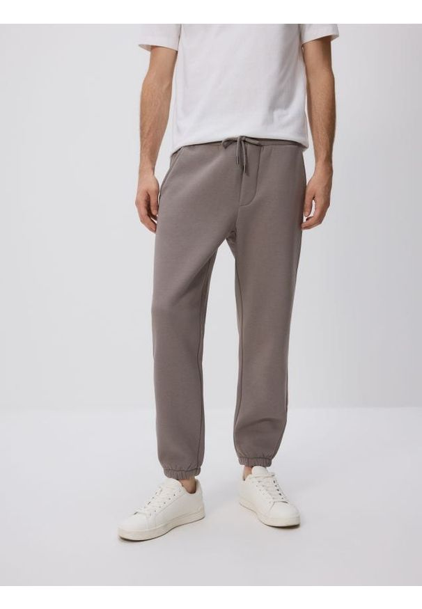 Reserved - Spodnie dresowe regular fit - szary. Kolor: szary. Materiał: dresówka