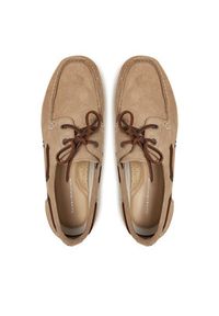 TOMMY HILFIGER - Tommy Hilfiger Półbuty Th Boat Shoe Core Suede FM0FM05387 Beżowy. Kolor: beżowy. Materiał: zamsz, skóra