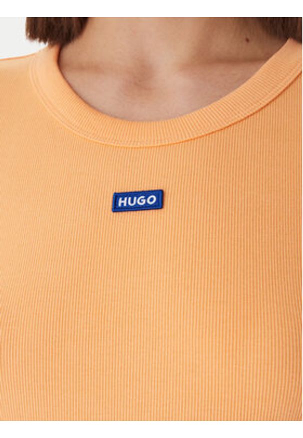 Hugo - HUGO T-Shirt Easy 50523924 Pomarańczowy Slim Fit. Kolor: pomarańczowy. Materiał: bawełna