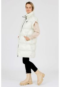 Blauer USA - BLAUER Ecru długi bezrękawnik damski Daisy, Rozmiar S. Kolor: biały. Materiał: poliamid. Długość rękawa: bez rękawów. Długość: długie #4
