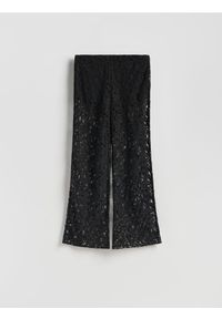 Reserved - Koronkowe spodnie z wiskozą - czarny. Kolor: czarny. Materiał: wiskoza, koronka #1