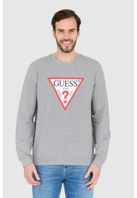 Guess - GUESS Szara męska bluza slim fit, Rozmiar M. Kolor: szary