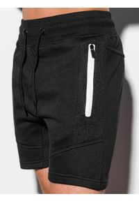Ombre Clothing - Krótkie spodenki męskie dresowe W240 - czarne - XXL. Kolor: czarny. Materiał: dresówka. Długość: krótkie. Wzór: aplikacja #3
