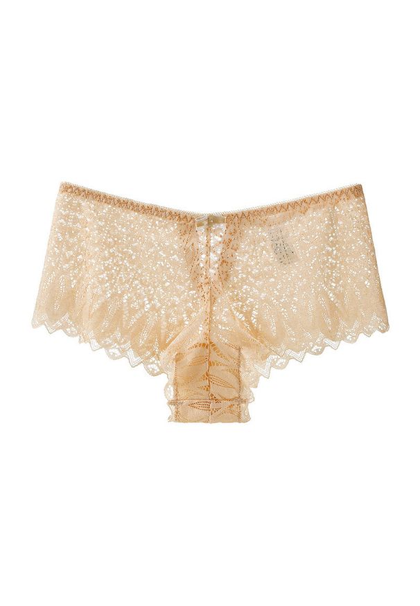 Intica - Szorty koronkowe z falbanką wszechstronne i eleganckie Sidonie. Kolor: beżowy. Materiał: koronka. Wzór: koronka