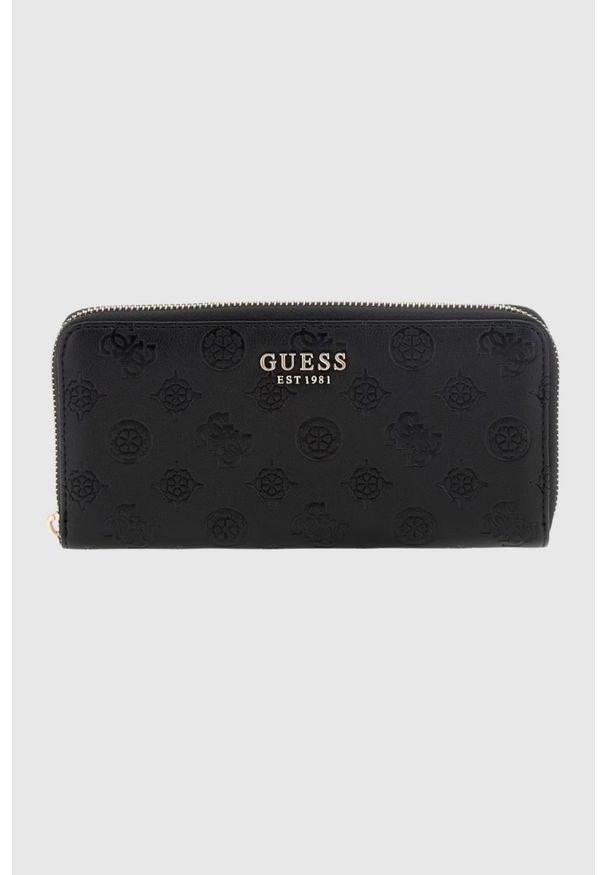 Guess - GUESS Czarny portfel damski Phoebe. Kolor: czarny. Materiał: skóra ekologiczna