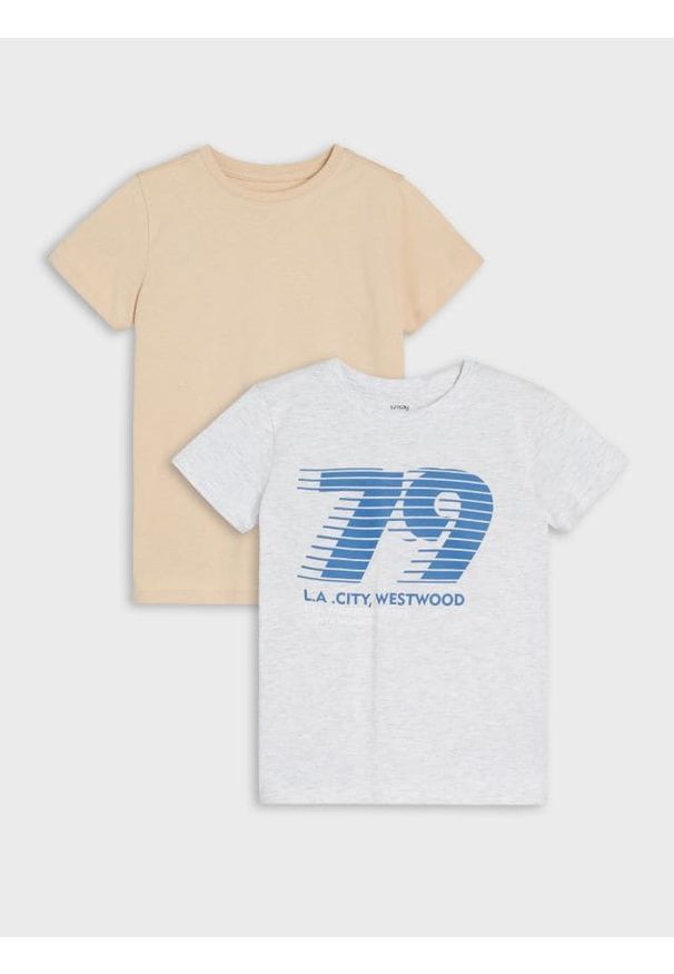 Sinsay - Koszulki z krótkim rękawem 2 pack - szary. Kolor: szary. Długość rękawa: krótki rękaw. Długość: krótkie