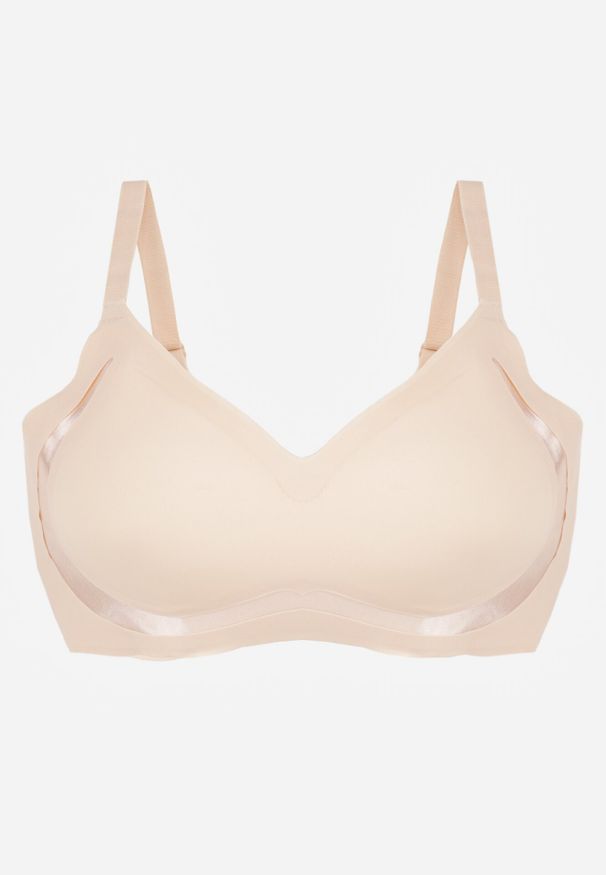 Born2be - Beżowy Biustonosz z Usztywnianymi Miseczkami i Transparentną Wstawką Zeriga. Kolor: beżowy