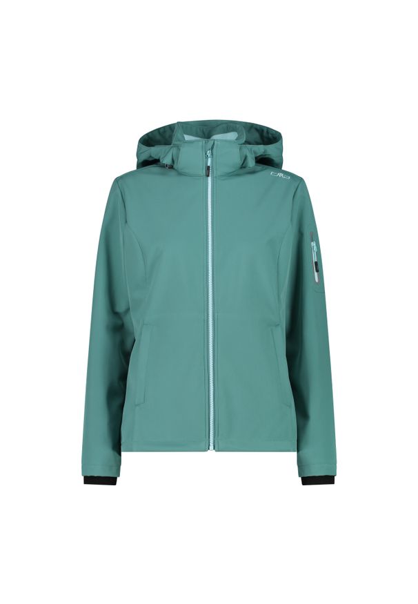 Kurtka softshell damska CMP Wilma Jacket Zip Hood. Kolor: zielony. Materiał: softshell. Sport: turystyka piesza