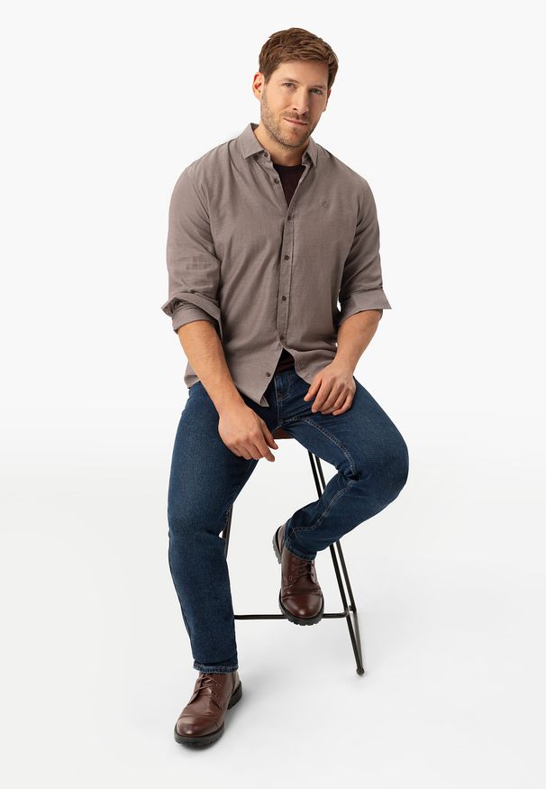 Volcano - Koszula bawełniana K-MADO. Kolor: szary. Materiał: bawełna. Styl: klasyczny