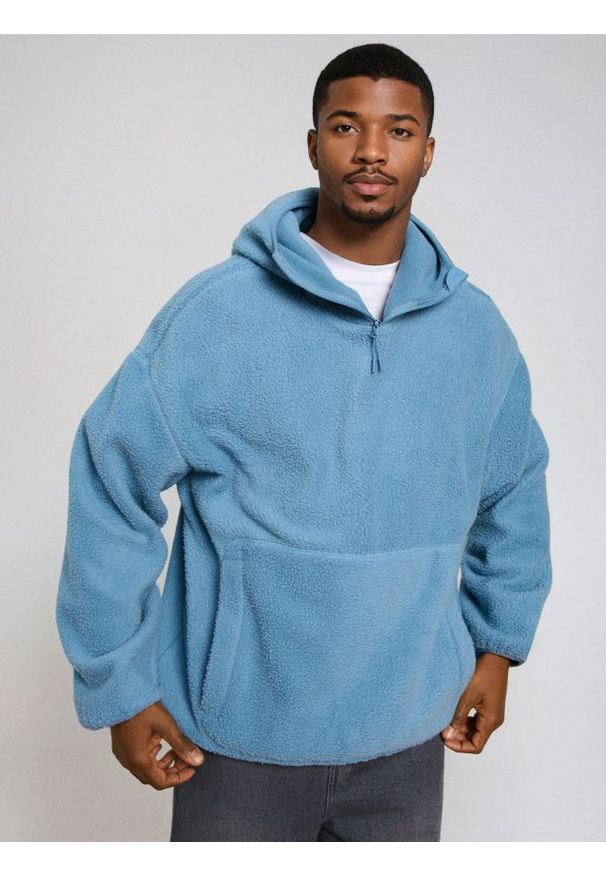 Sinsay - Bluza pullover z kapturem - niebieski. Typ kołnierza: kaptur. Kolor: niebieski