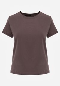 Born2be - Szary Klasyczny T-shirt z Bawełny o Prostym Kroju Heneia. Okazja: na co dzień. Kolor: szary. Materiał: bawełna. Długość: długie. Wzór: aplikacja. Styl: klasyczny #3