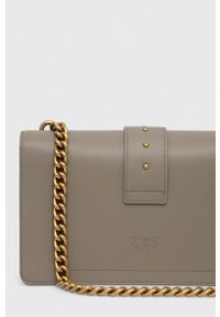 Pinko torebka skórzana kolor szary. Kolor: szary. Materiał: skórzane #7