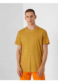 outhorn - T-shirt gładki męski - żółty. Kolor: żółty. Materiał: materiał, bawełna, jersey. Wzór: gładki. Styl: sportowy #4