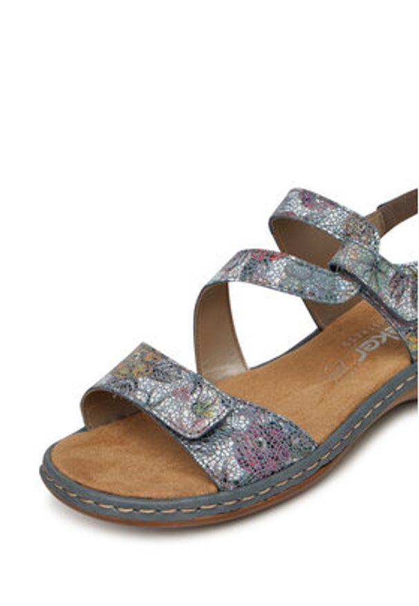 Rieker Sandały 659C7-90 Szary. Kolor: szary. Materiał: skóra