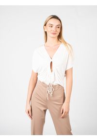 Pinko Top "Vaduz" | 102270 A1C4 | Kobieta | Biały. Okazja: na co dzień. Kolor: biały. Materiał: wiskoza. Długość rękawa: krótki rękaw. Długość: krótkie. Sezon: lato. Styl: casual