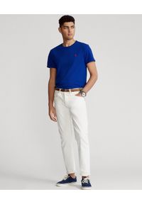 Ralph Lauren - RALPH LAUREN - Niebieska koszulka Custom Slim Fit. Typ kołnierza: polo. Kolor: niebieski. Materiał: bawełna. Długość rękawa: krótki rękaw. Wzór: haft. Styl: klasyczny